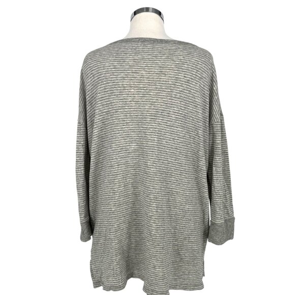 James Perse Striped Relaxed Fit Tunic Top Gray White Size XL 4 - Picture 5 of 10